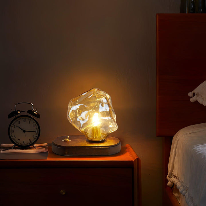 BowLift | Glass Block Table Lamp | Modern Design with Clear Glass | Ideal for Living Room & Bedroom Lighting