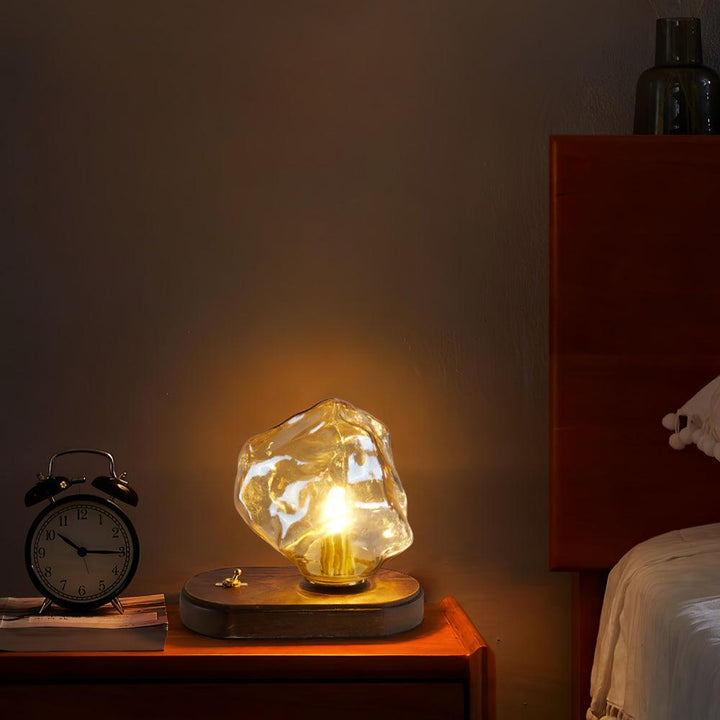 BowLift | Glass Block Table Lamp | Modern Design with Clear Glass | Ideal for Living Room & Bedroom Lighting