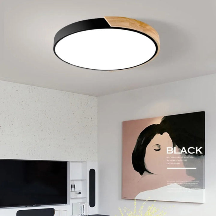 BowLift | Nordic Wooden Macaroon Ceiling Light | Ø 23-30 cm, Metal and Wood