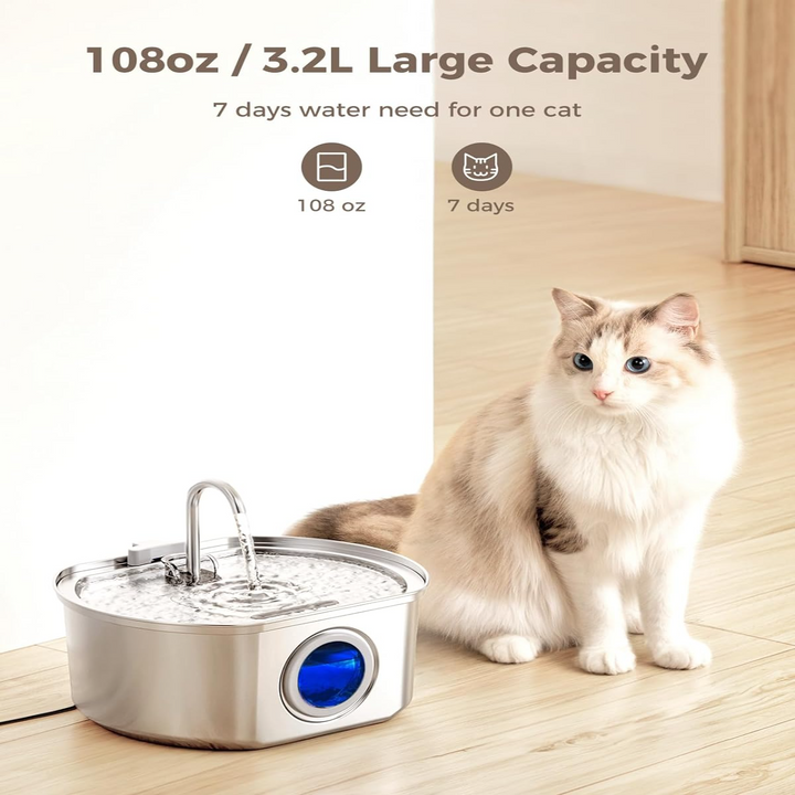 BowLift | Felindra Cat Drinking Fountain Made of Stainless Steel | Flowing Water for Better Hydration | Quiet & Hygienic | 2.5 L Capacity