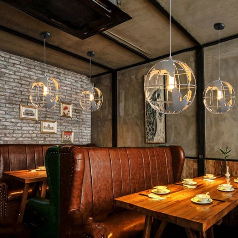 BowLift | Industrial Vintage Iron Globe Pendant Light