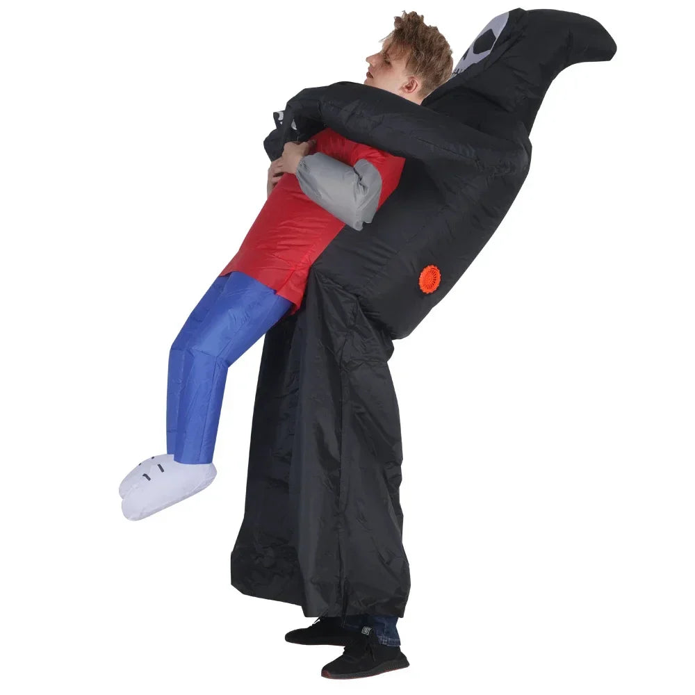 BowLift | Inflatable Ghost Costume with Black Robe and Mask – Halloween Unisex Outfit