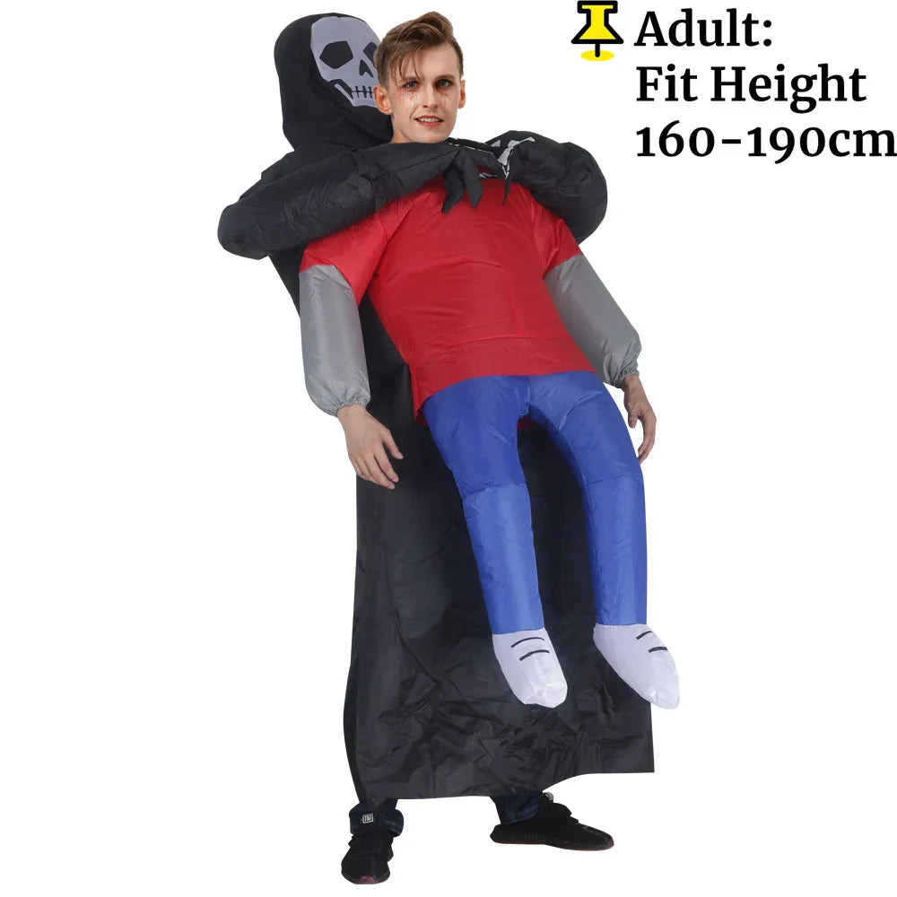 BowLift | Inflatable Ghost Costume with Black Robe and Mask – Halloween Unisex Outfit
