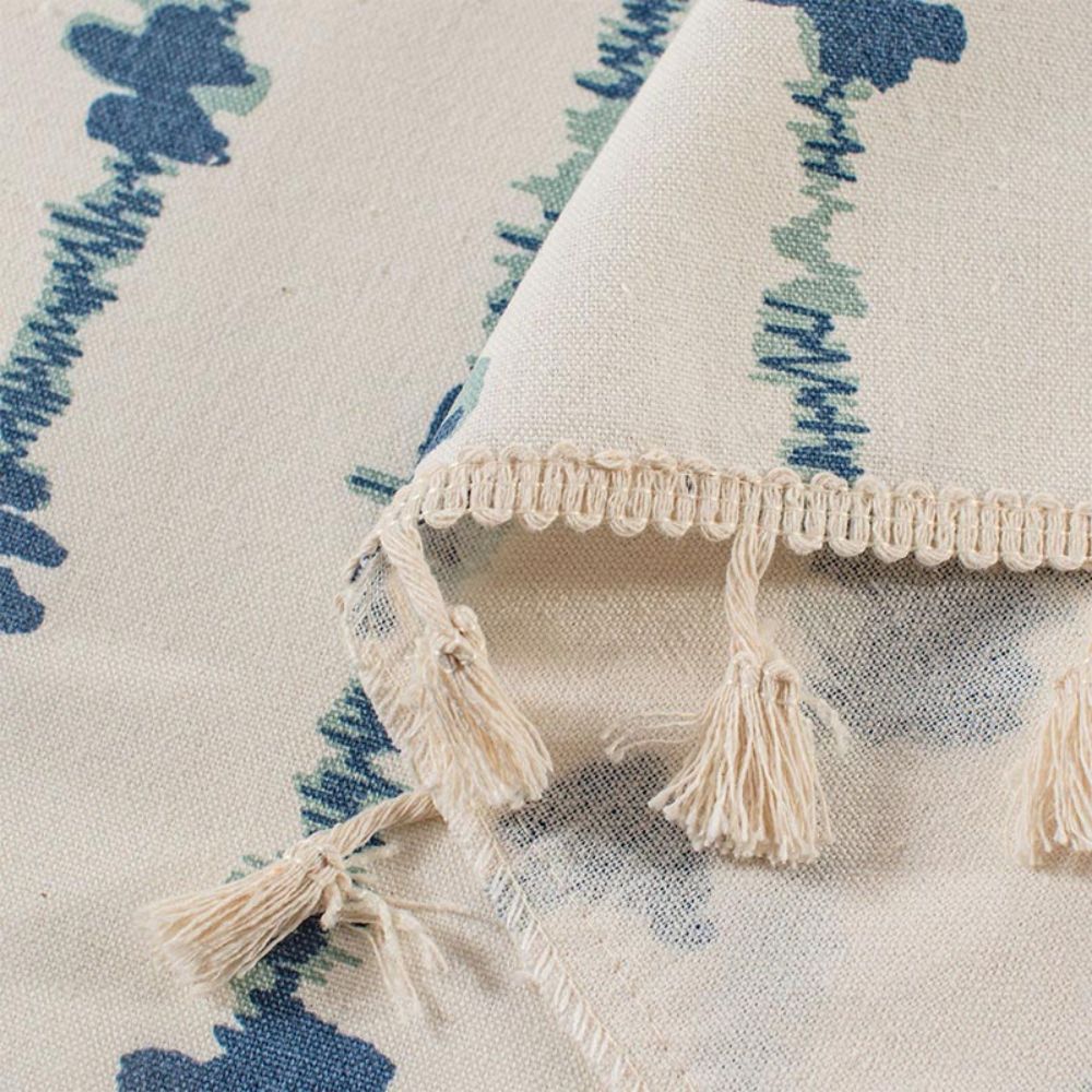 BowLift | Inkblot Blue Tassel Cabinet Curtain