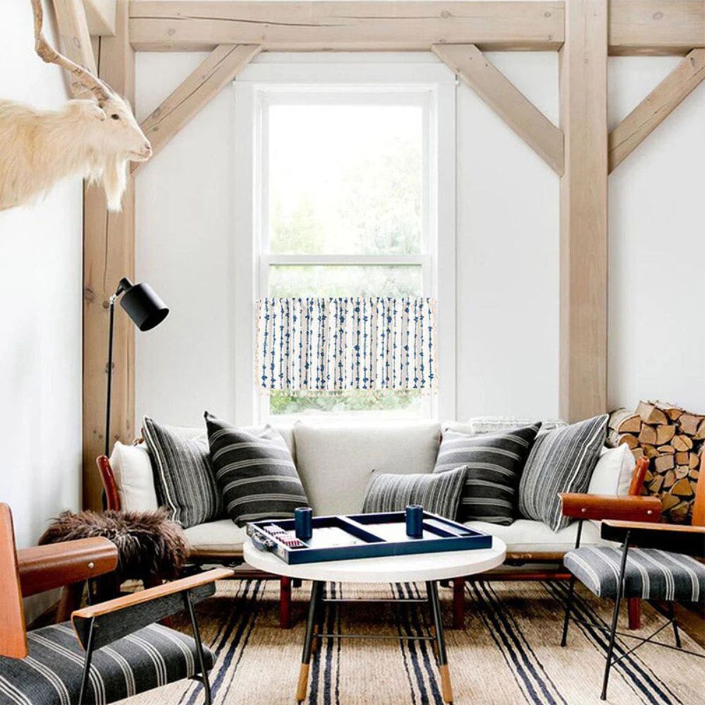 BowLift | Inkblot Blue Tassel Cabinet Curtain