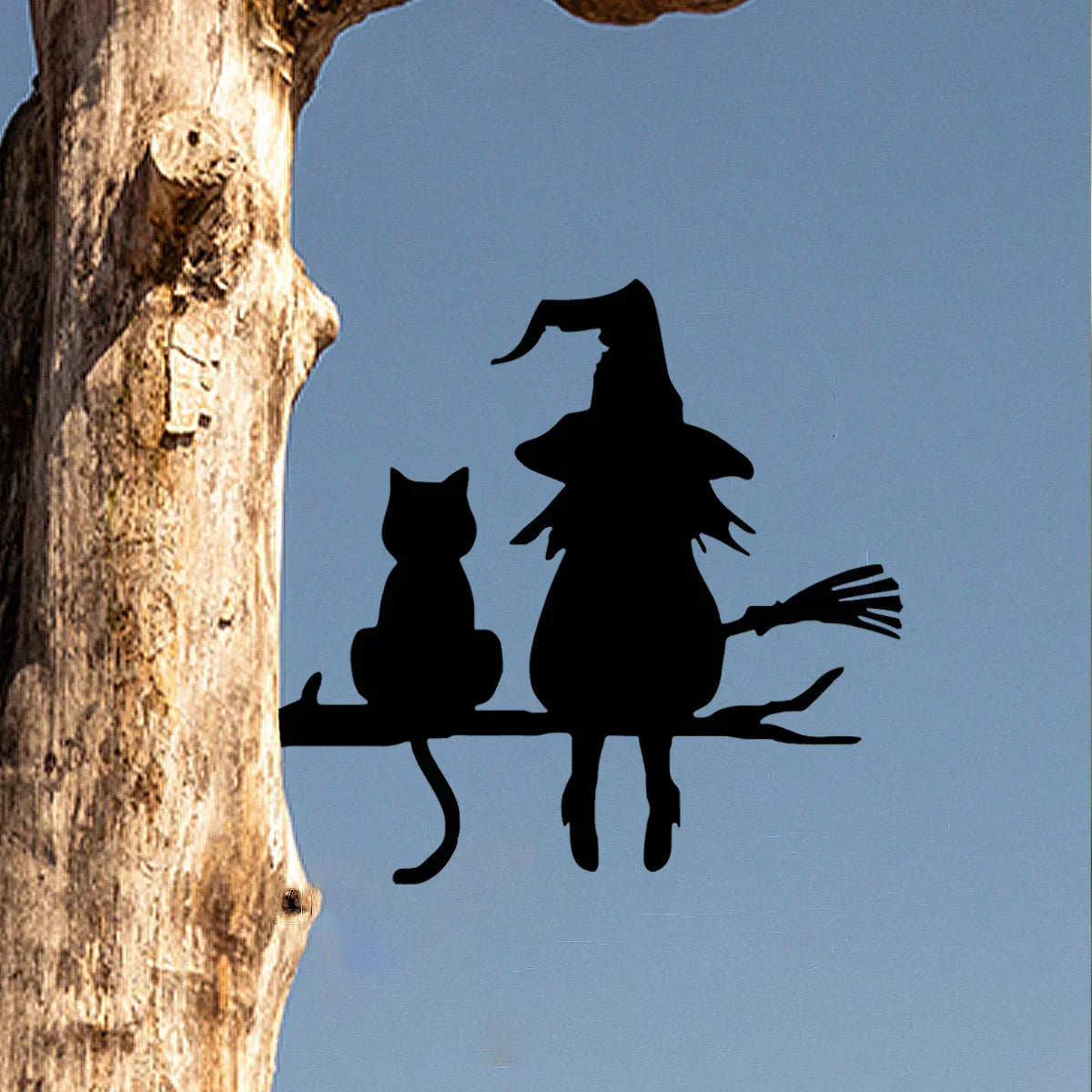 BowLift | Metal art | Witch and cat garden decoration