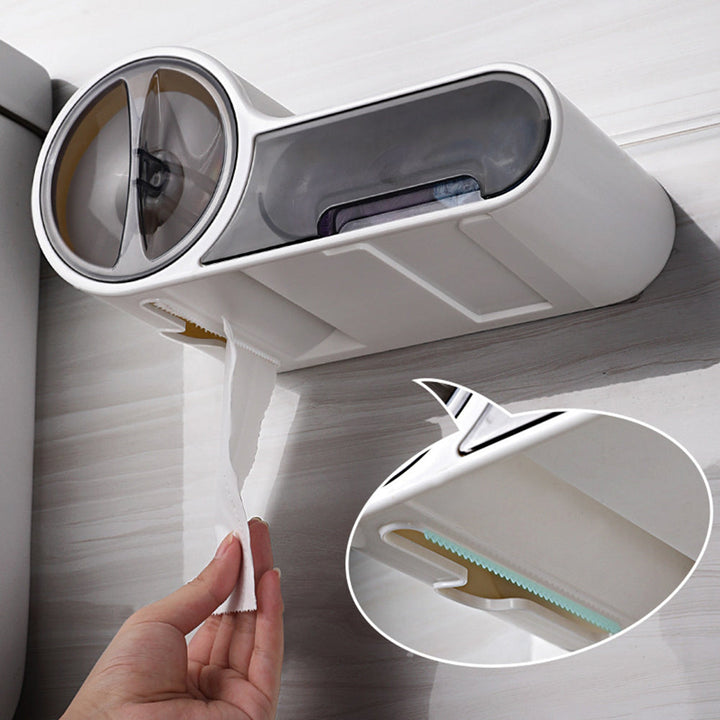 BowLift | DryHold Self-Adhesive Toilet Paper Holder – Waterproof Wall Solution with Extra Storage Space