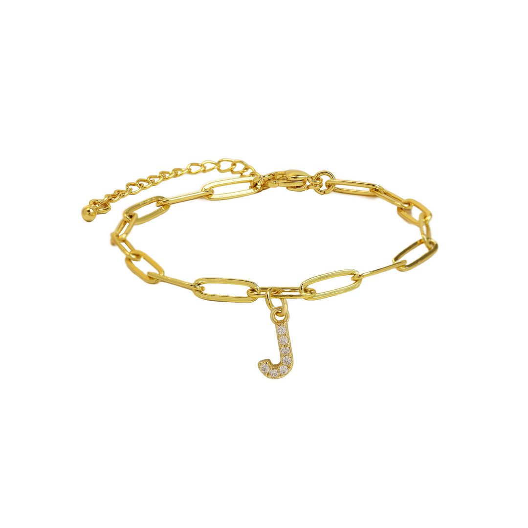 BowLift | Dainty Paperclip Letter Initial Bracelet