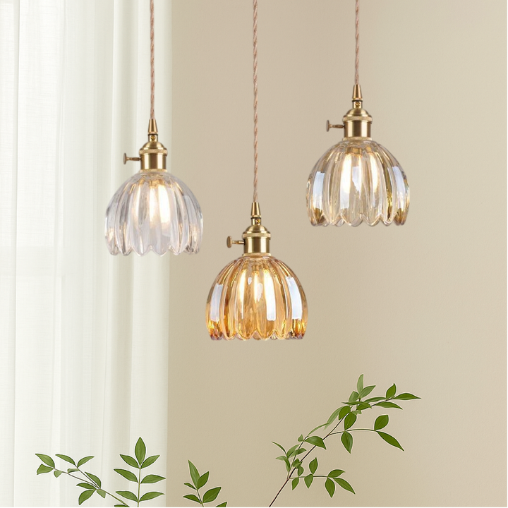 BowLift | Japanese Glass Pendant Lamp with Adjustable Height for Living Room and Dining Room – Modern Design above Table