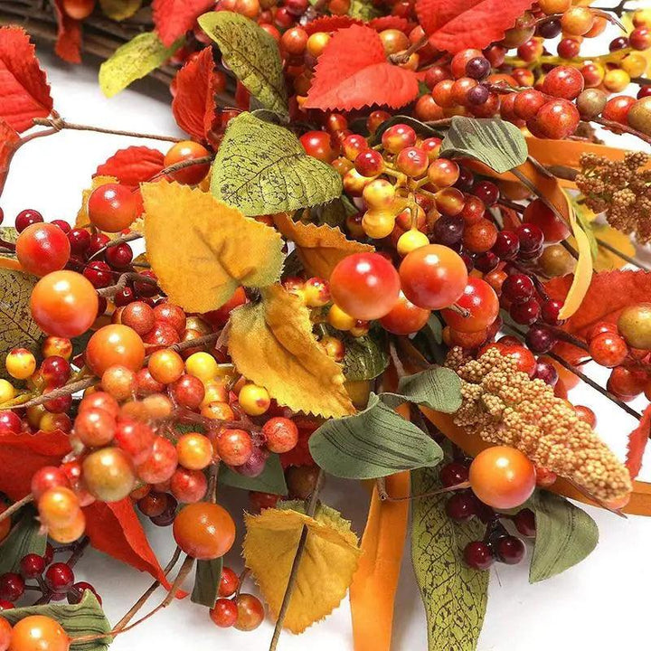 BowLift | Autumn Door Wreath with Berries and Pine Cones – Natural Decoration for Halloween and Thanksgiving, 40 cm