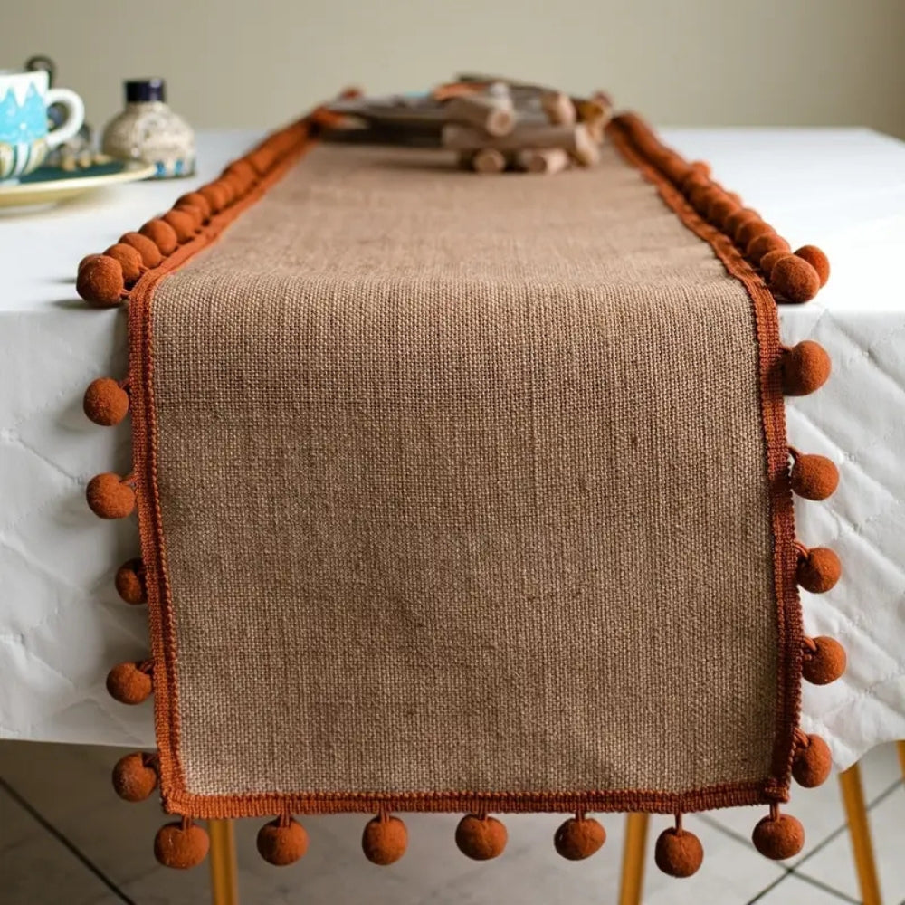 BowLift | Jute Bohemian Pom-Pom Table Runner