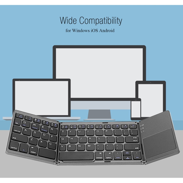 BowLift | B033 Rechargeable 3-fold foldable 64 Keys Bluetooth Wireless Keyboard with Touchpad (Silver)