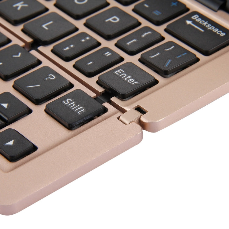 BowLift | F18 Ultra-slim Rechargeable Portable 58 Key Bluetooth Wireless Keyboard with Holder (Gold)