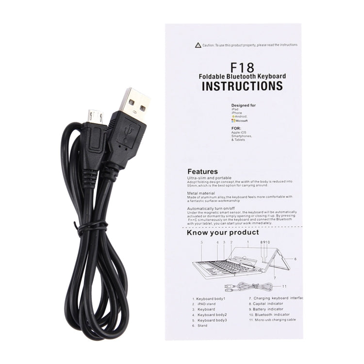 BowLift | F18 Ultra-slim Rechargeable Portable 58 Key Bluetooth Wireless Keyboard with Holder (Gold)