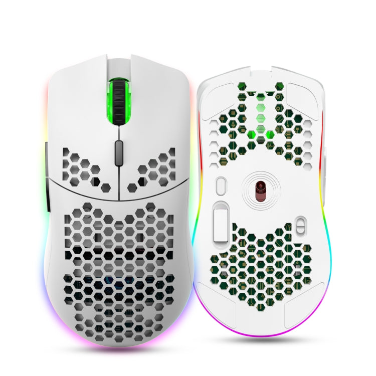 BowLift | HXSJ T66 7 Button Colorful Lighting Programmable Gaming Wireless Mouse (White)