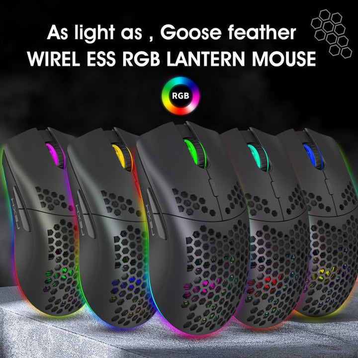 BowLift | HXSJ T66 7 Button Colorful Lighting Programmable Gaming Wireless Mouse (White)