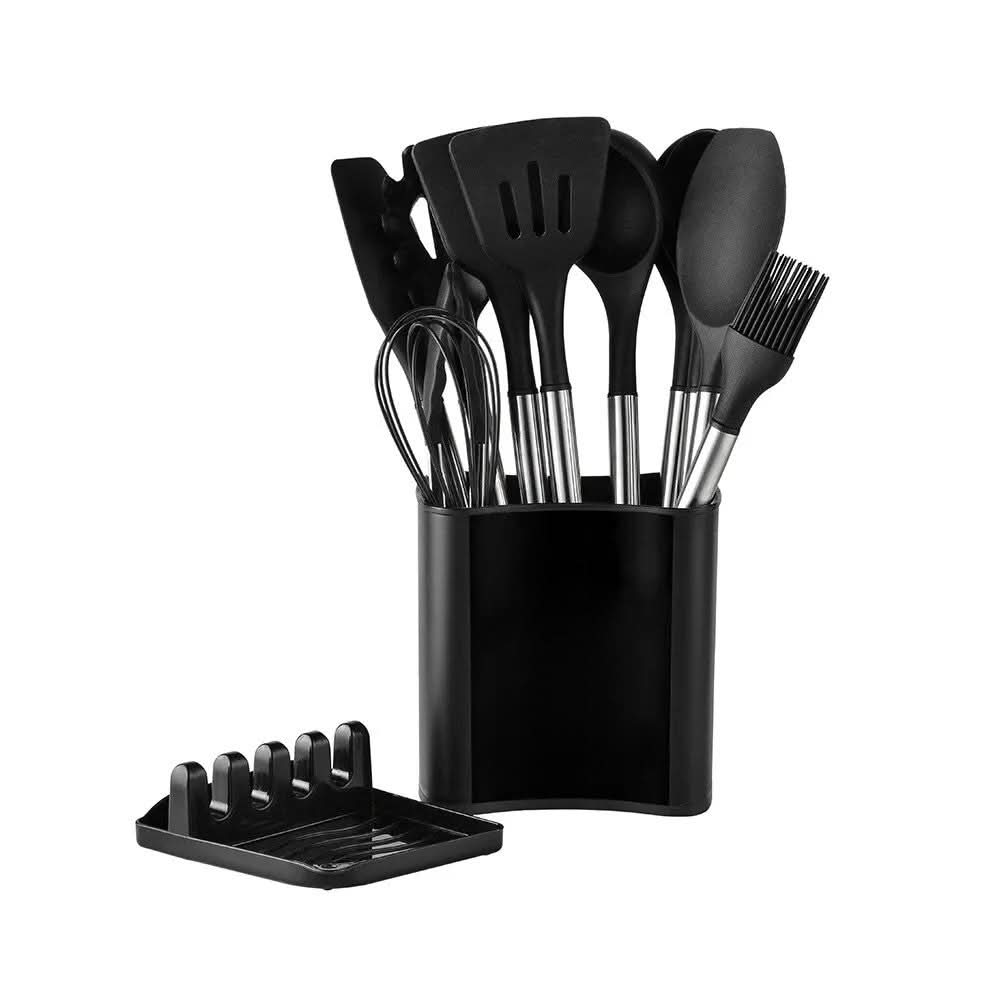 BowLift | Kitchen utensil set in wood look with soft silicone tips