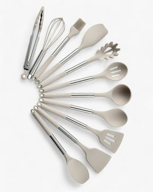 BowLift | Kitchen utensil set in wood look with soft silicone tips
