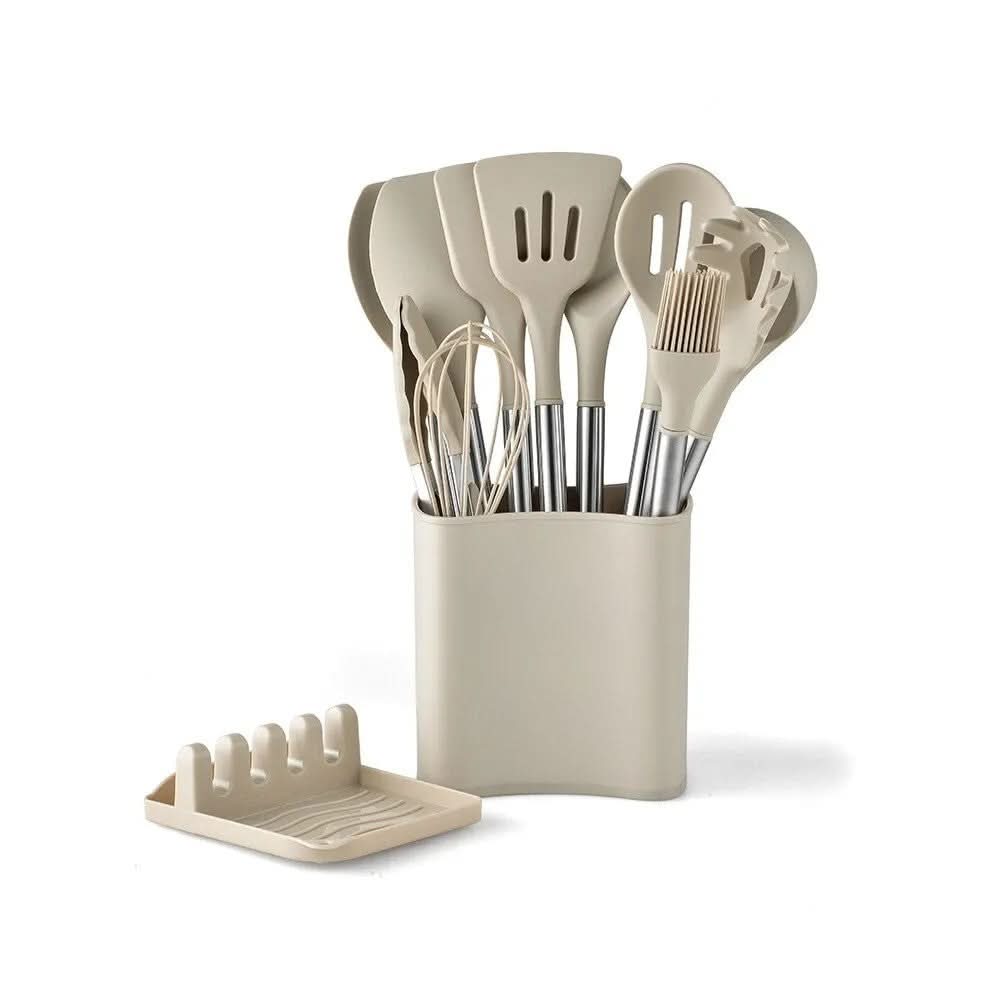 BowLift | Kitchen utensil set in wood look with soft silicone tips