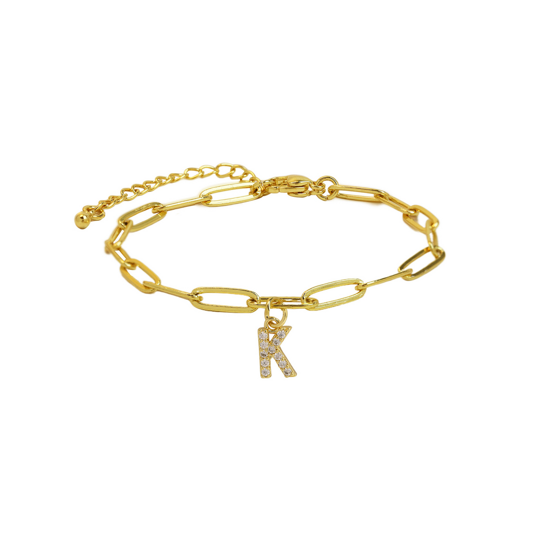 BowLift | Dainty Paperclip Letter Initial Bracelet