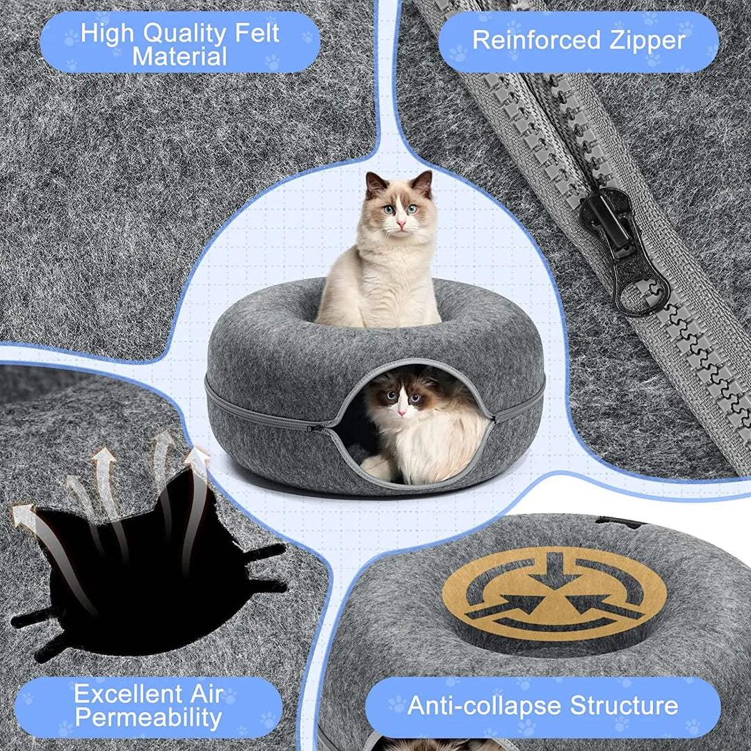 BowLift | Cat tunnel bed made of wool felt – Play and retreat space