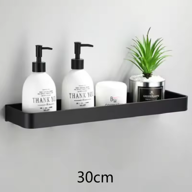 Kellan Wall-mounted Bathroom Shelf Black | Bowlift