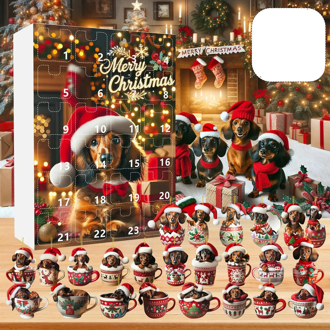 BowLift | Christmas Advent Calendar with Dachshund Theme – 24 Days Countdown and Decorative Acrylic Design