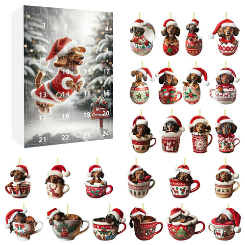 BowLift | Christmas Advent Calendar with Dachshund Theme – 24 Days Countdown and Decorative Acrylic Design