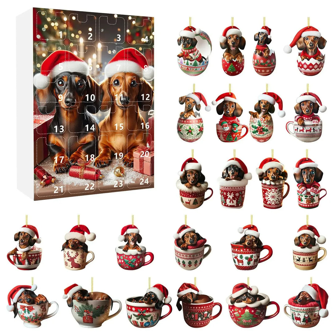BowLift | Christmas Advent Calendar with Dachshund Theme – 24 Days Countdown and Decorative Acrylic Design