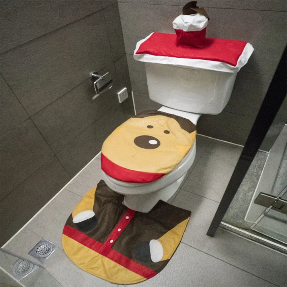 BowLift | Kerst Toiletbrilhoezen Set met Kerstman – Feestelijke Badkamerdecoratie voor de Feestdagen