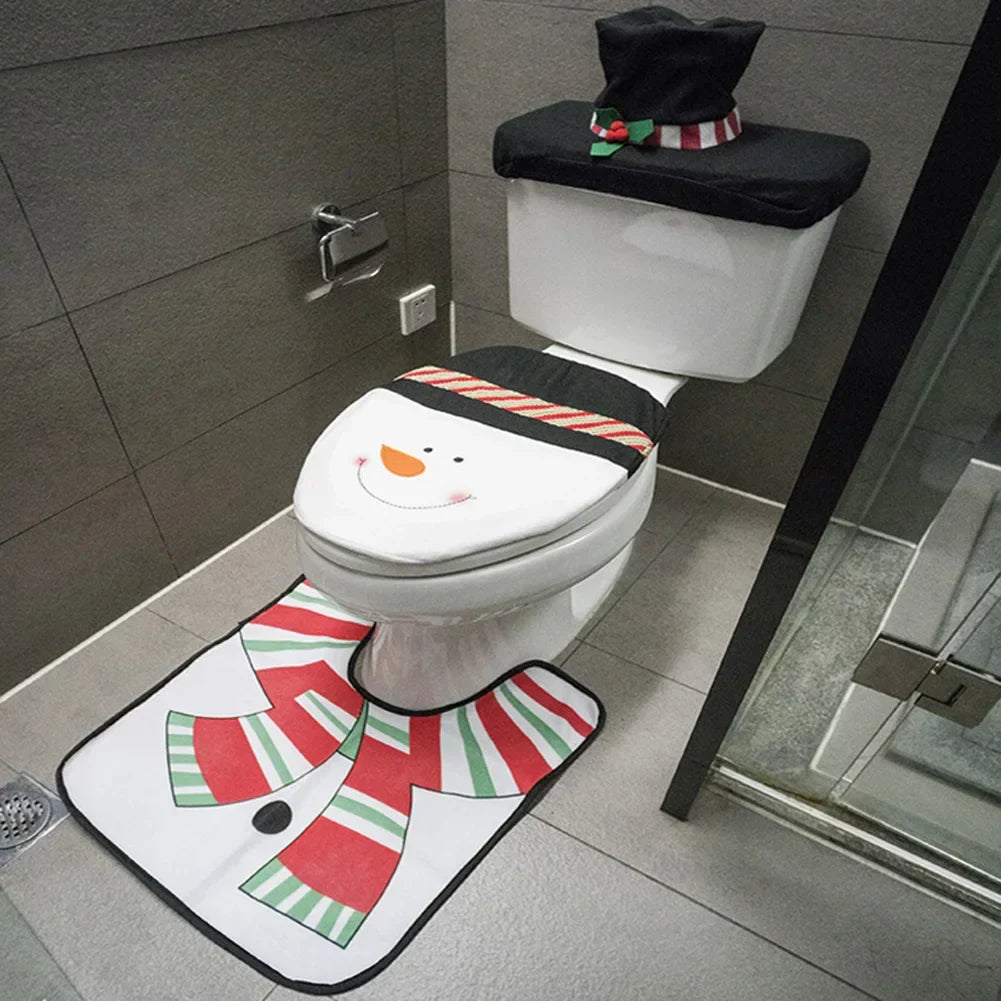 BowLift | Kerst Toiletbrilhoezen Set met Kerstman – Feestelijke Badkamerdecoratie voor de Feestdagen
