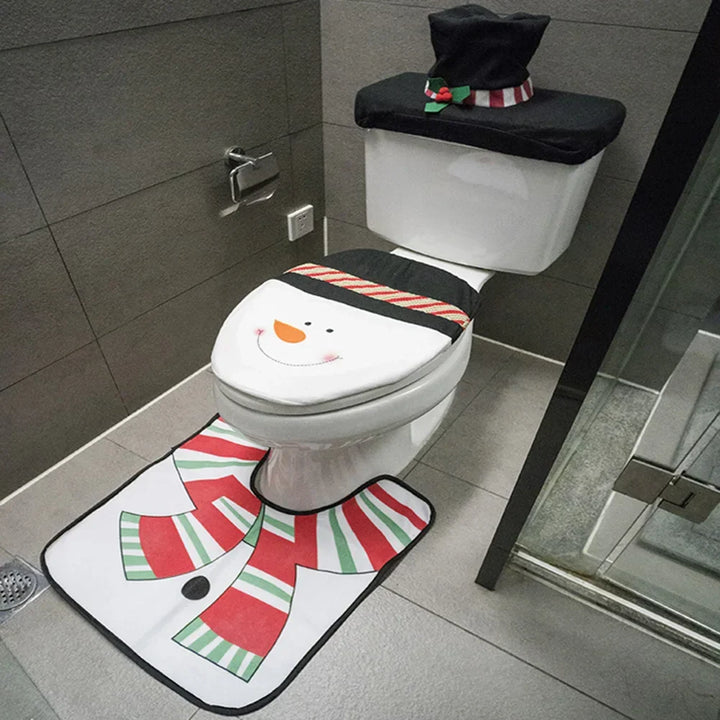 BowLift | Kerst Toiletbrilhoezen Set met Kerstman – Feestelijke Badkamerdecoratie voor de Feestdagen