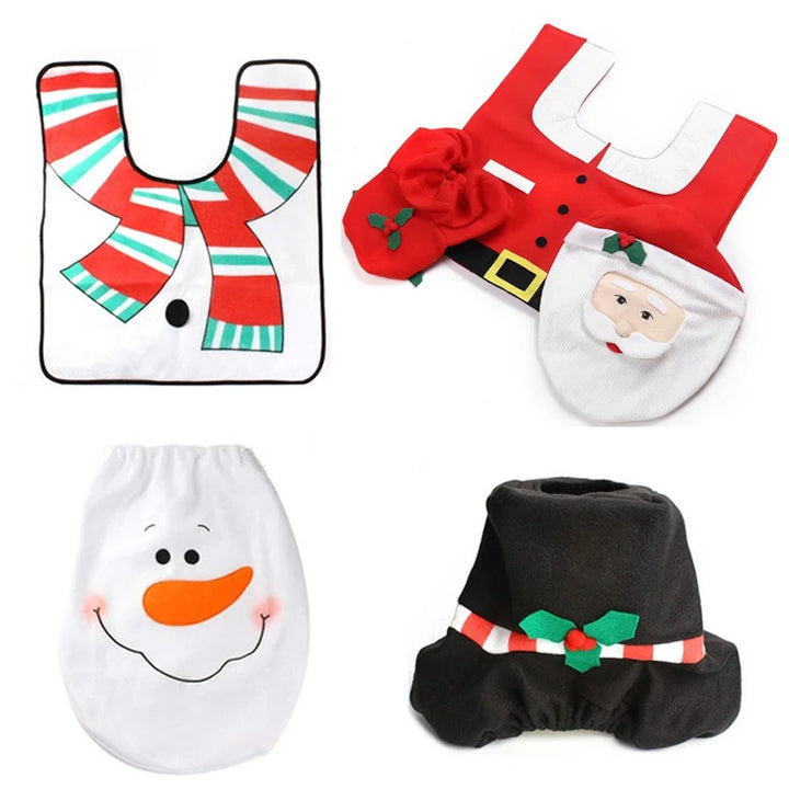 BowLift | Kerst Toiletbrilhoezen Set met Kerstman – Feestelijke Badkamerdecoratie voor de Feestdagen