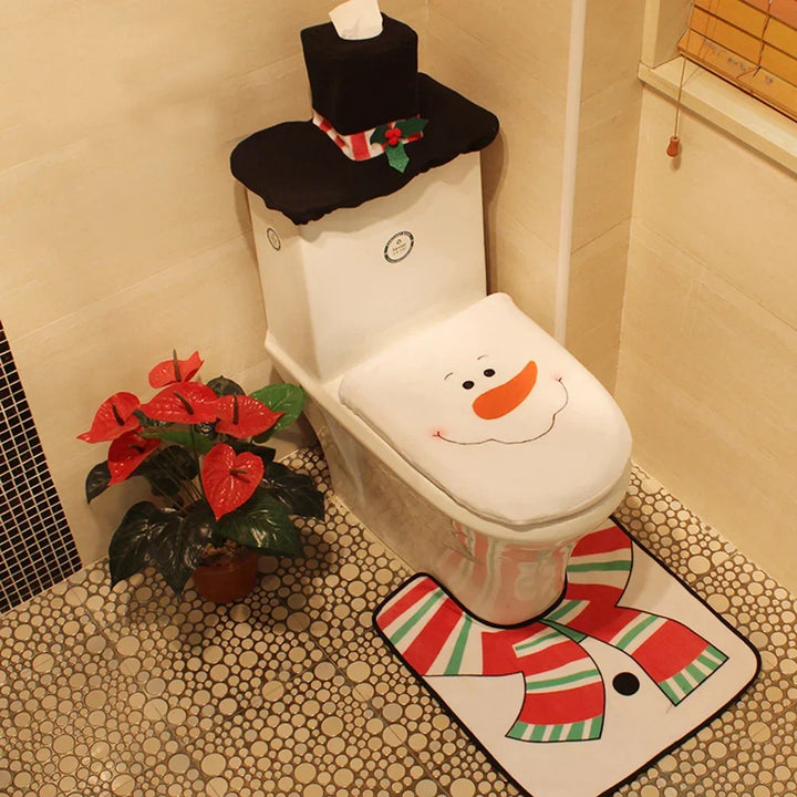 BowLift | Kerst Toiletbrilhoezen Set met Kerstman – Feestelijke Badkamerdecoratie voor de Feestdagen