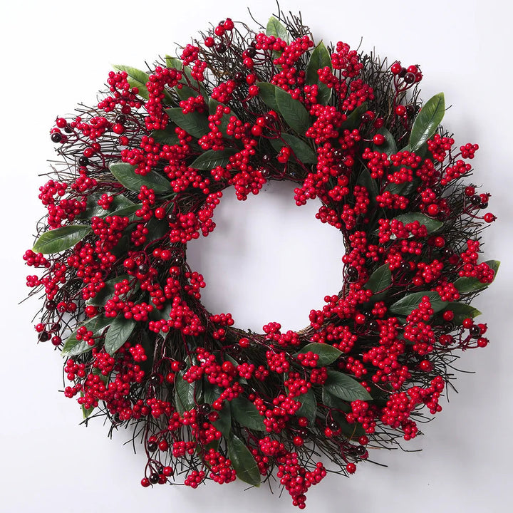 BowLift | Christmas Wreath with Red Berries and Green Cypress Leaves – Perfect Seasonal Decoration