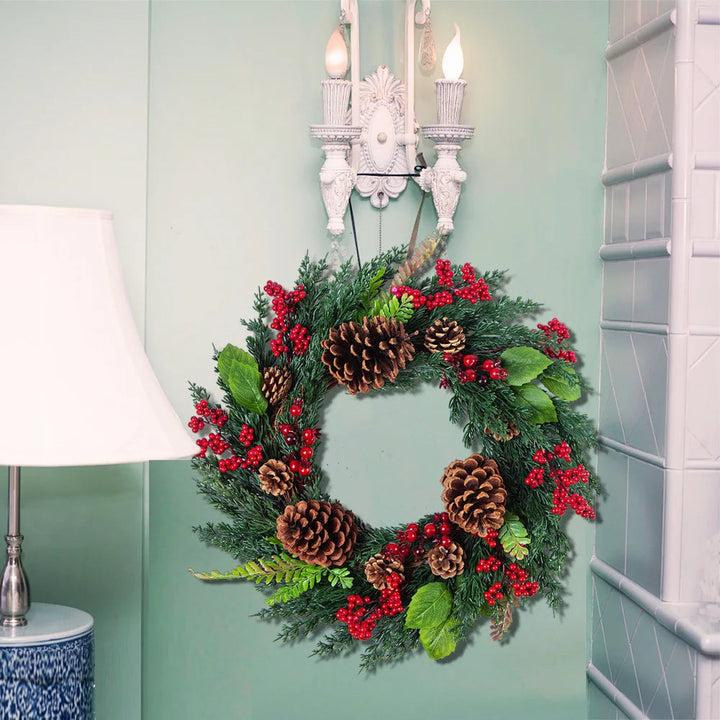 BowLift | Christmas Wreath with Red Berries and Green Cypress Leaves – Perfect Seasonal Decoration
