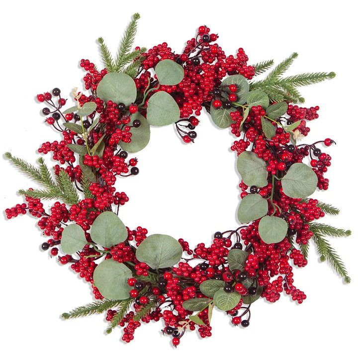BowLift | Christmas Wreath with Red Berries and Green Cypress Leaves – Perfect Seasonal Decoration