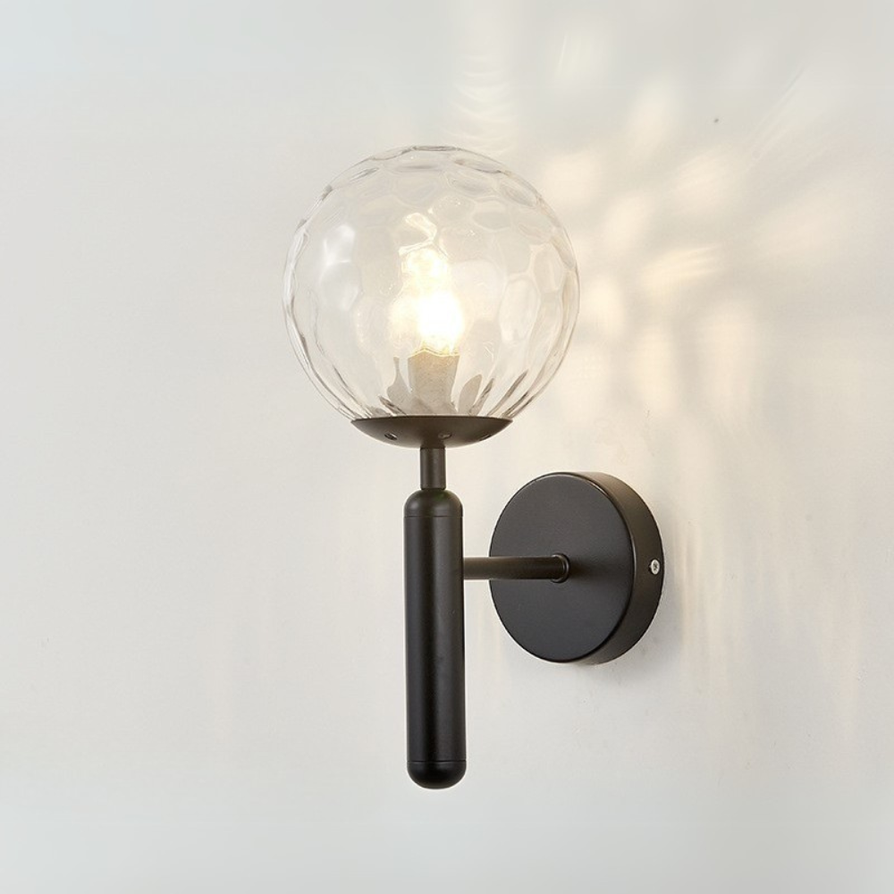 BowLift | Nordic Sphere Wall Sconce with Glass and Minimalist Frame – Black Sconce for Living Room and Dining Room