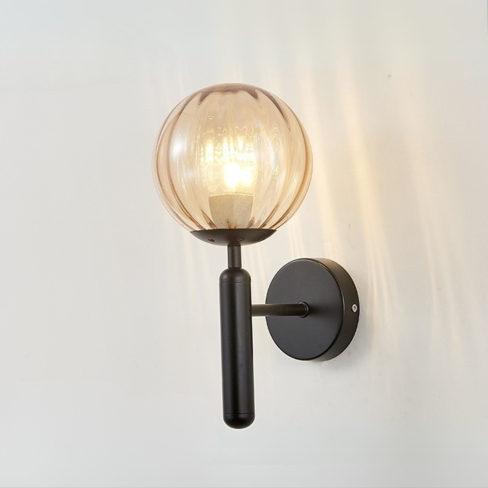BowLift | Nordic Sphere Wall Sconce with Glass and Minimalist Frame – Black Sconce for Living Room and Dining Room