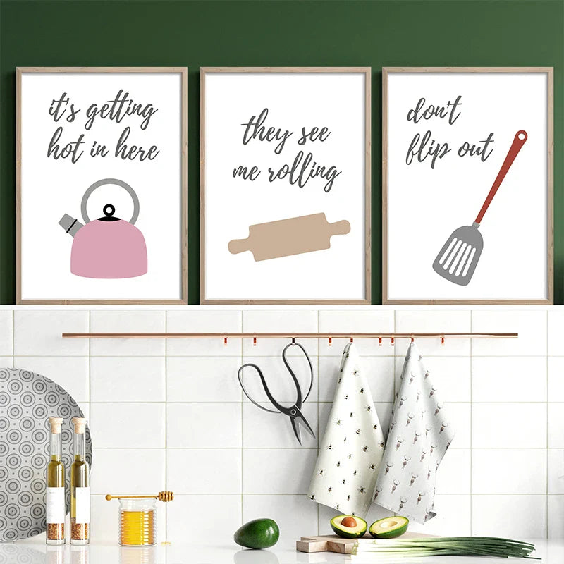 Kitchen Cooking Utensils Fun Quotes Posters Wall Art Fine Art Canvas Prints Pictures For Kitchen Cafe Diner Cookery Baking Art Creative Home Decor | Bowlift