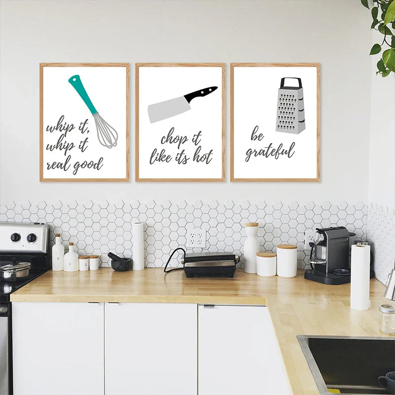 Kitchen Cooking Utensils Fun Quotes Posters Wall Art Fine Art Canvas Prints Pictures For Kitchen Cafe Diner Cookery Baking Art Creative Home Decor | Bowlift