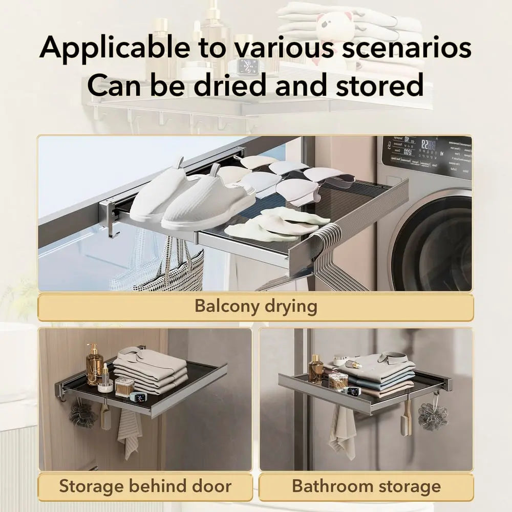 BowLift | Foldable wall shelf for laundry – space-saving with double drying area