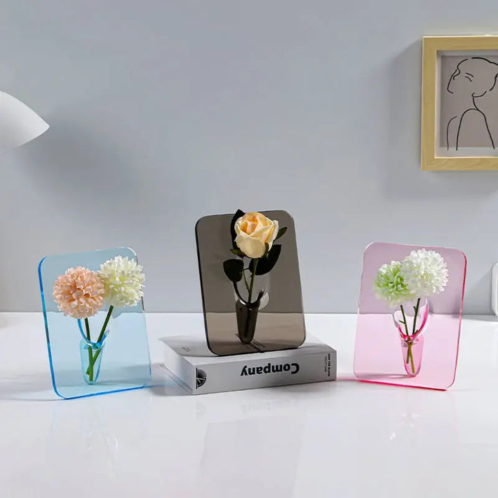 BowLift | Clear Acrylic Picture Frame Vase – Elegant Home Décor for Single Stems