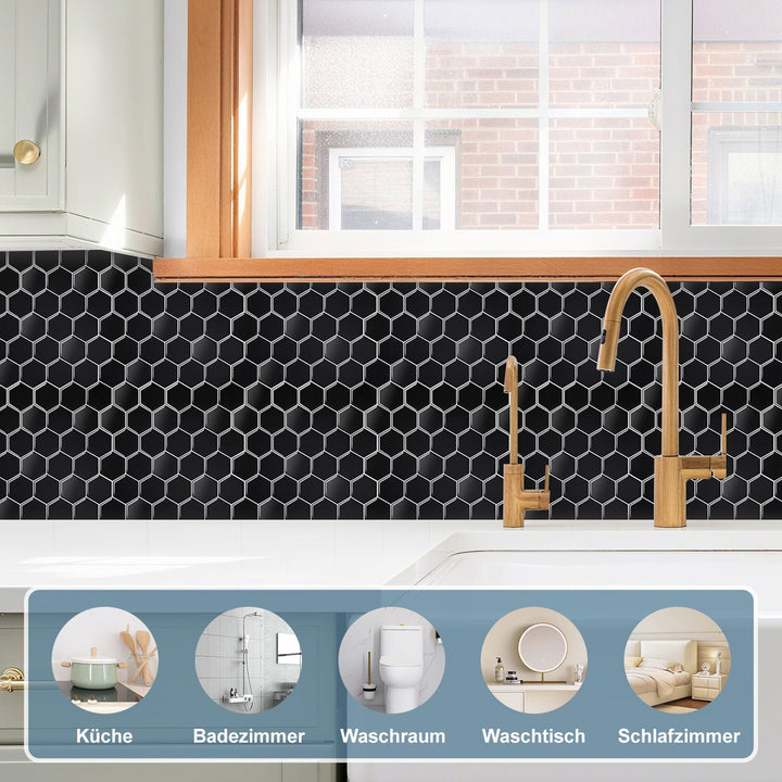 Self-adhesive tiles 10-piece set hexagon | Bowlift