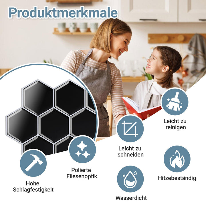 Self-adhesive tiles 10-piece set hexagon | Bowlift