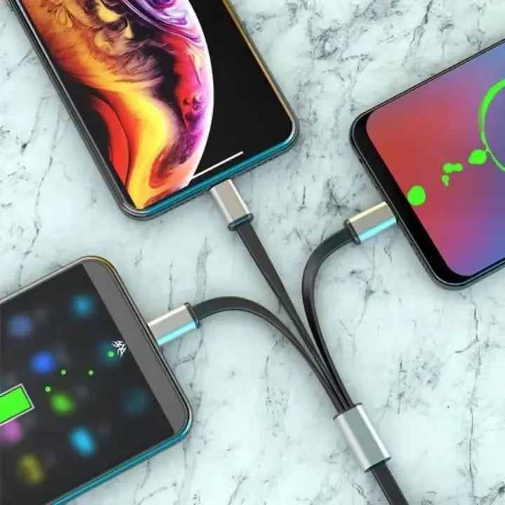 BowLift | Compact 3-in-1 Fast Charging Cable with Lightning, Micro, and Type-C Connector