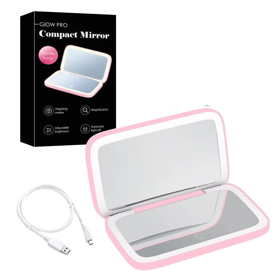 BowLift | Compact LED Makeup Mirror with Double Magnification 1X and 10X