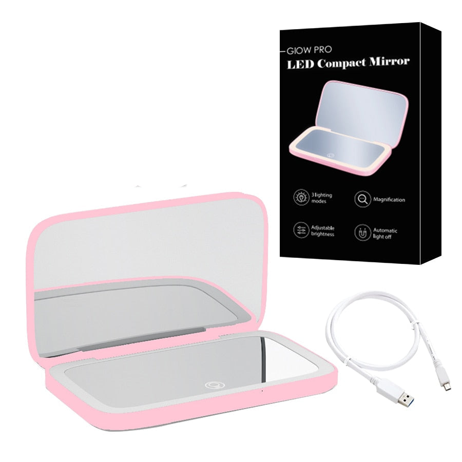 BowLift | Compact LED Makeup Mirror with Double Magnification 1X and 10X