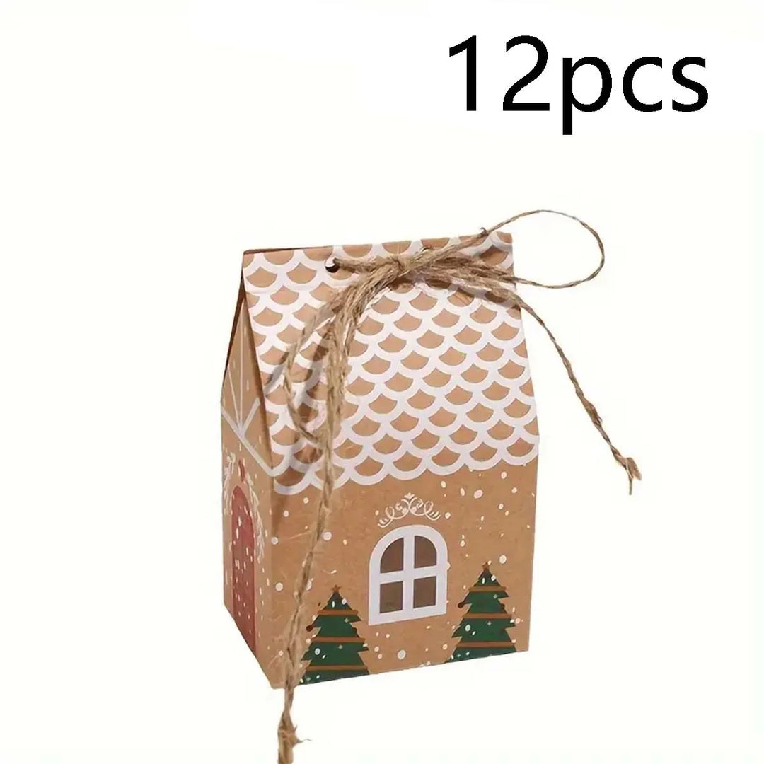 BowLift | Kerst Peperkoek Huis Geschenkdozen – Set van 12 of 50 Kraftpapier Dozen voor Feestelijke Cadeaus
