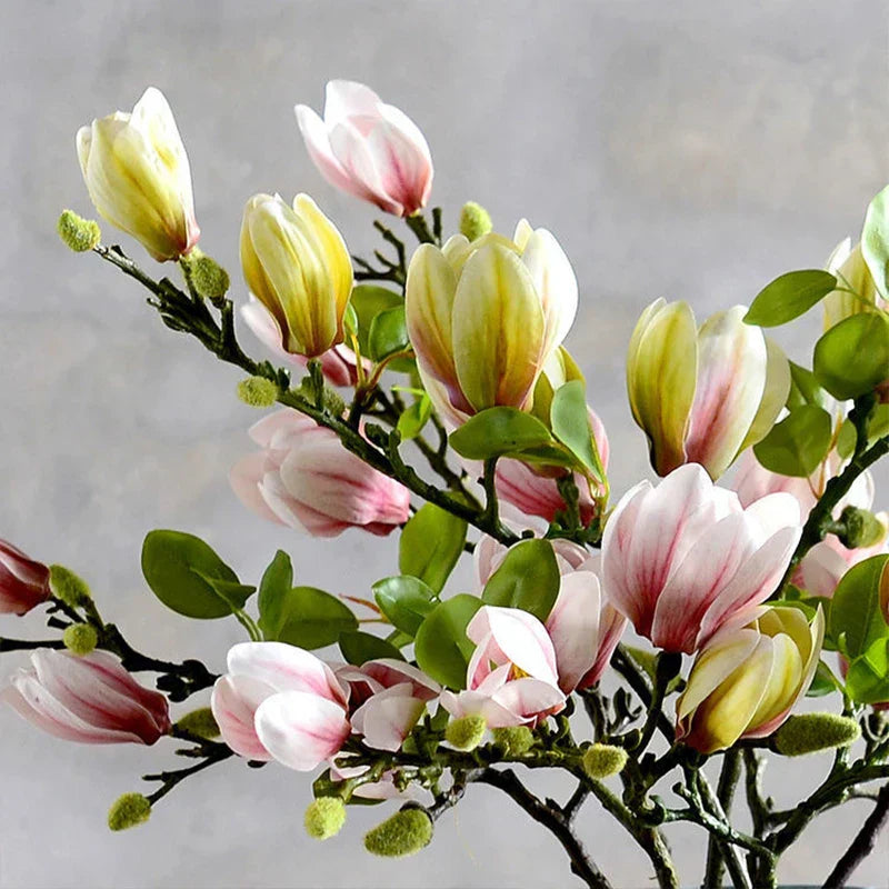 BowLift | GraceBloom | Artificial Magnolia Branches – Realistic Silk Flower Stems for Home Décor